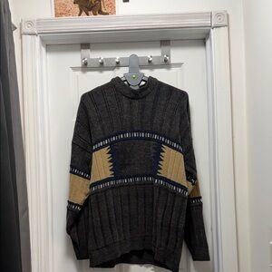 Stylish Gray and Tan Crewneck Sweater